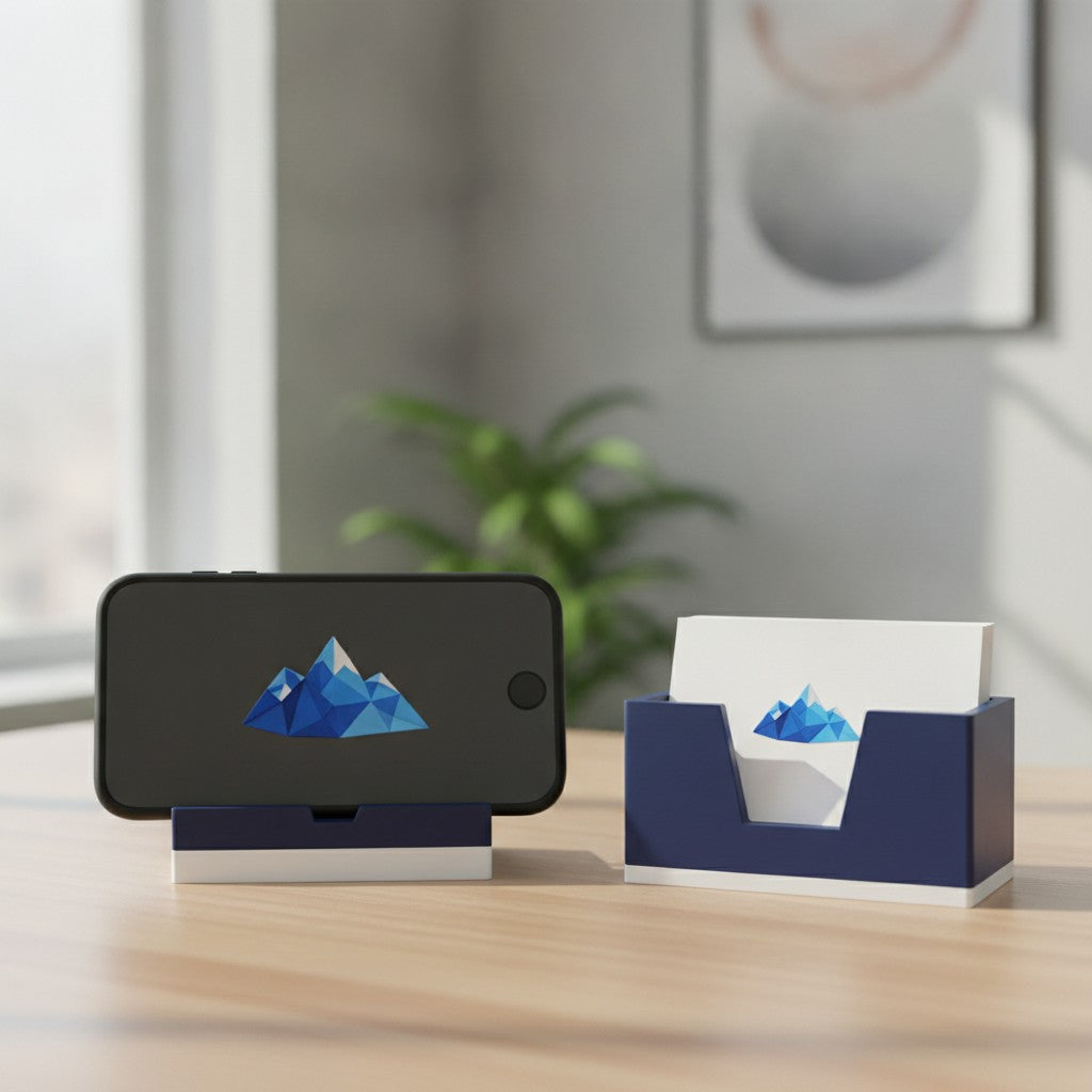 Custom Phone Stands with Logo & Business Card Holders, 3D Printed