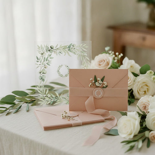Acrylic Wedding Invitations, Full-Color Print on Clear Acrylic