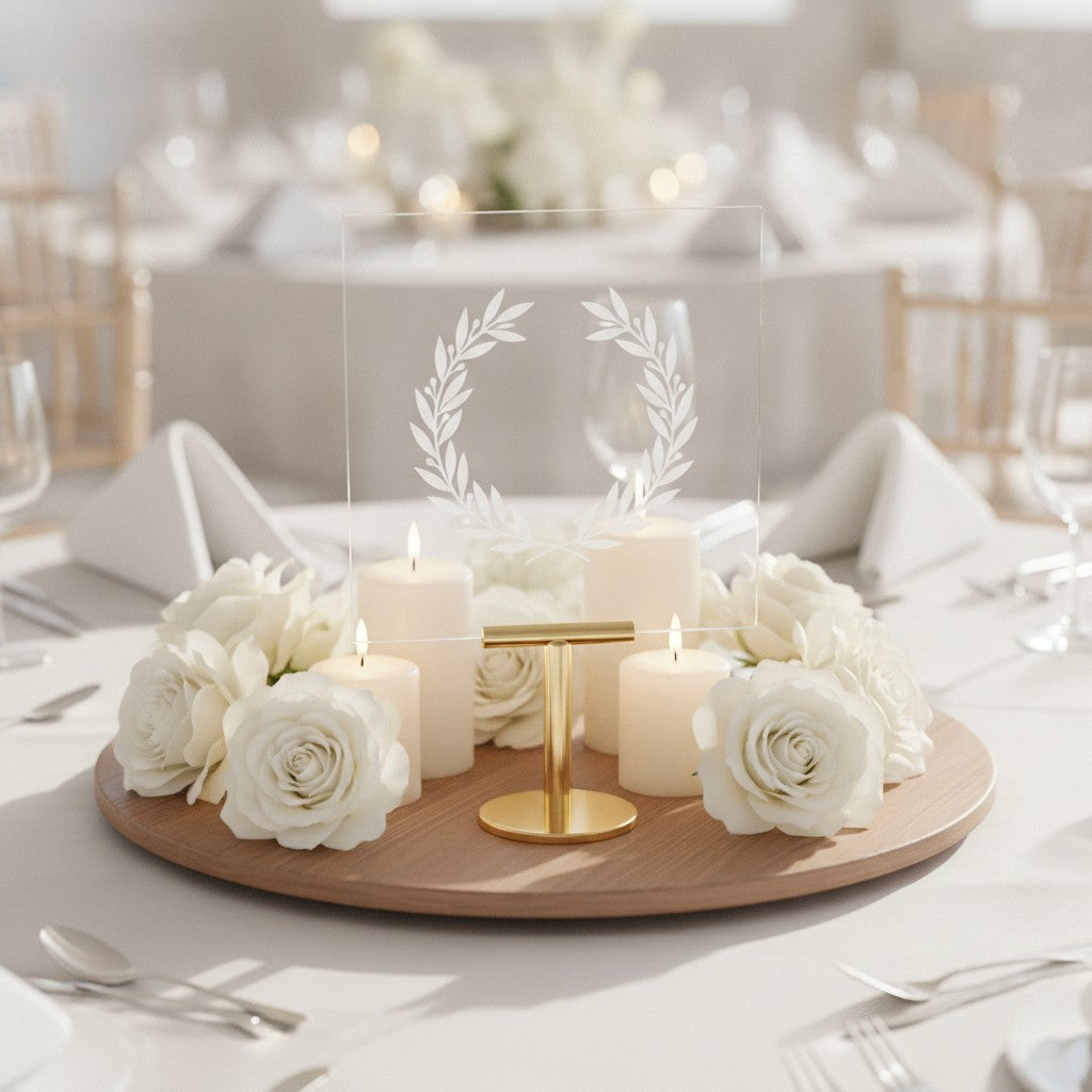 Acrylic Wedding Table Numbers with Stands, Gold, White or Black