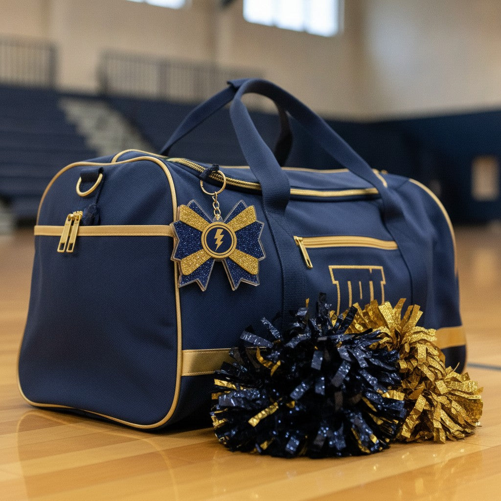 Personalized Cheer Bag Tags, Bow-Shaped Name Tags in Squad Colors
