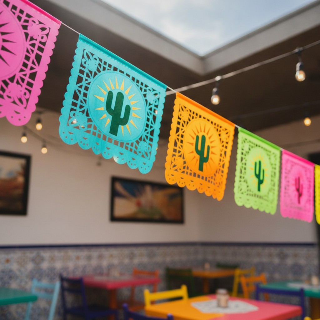 Custom Papel Picado Banner with Your Logo - Outdoor, Reusable