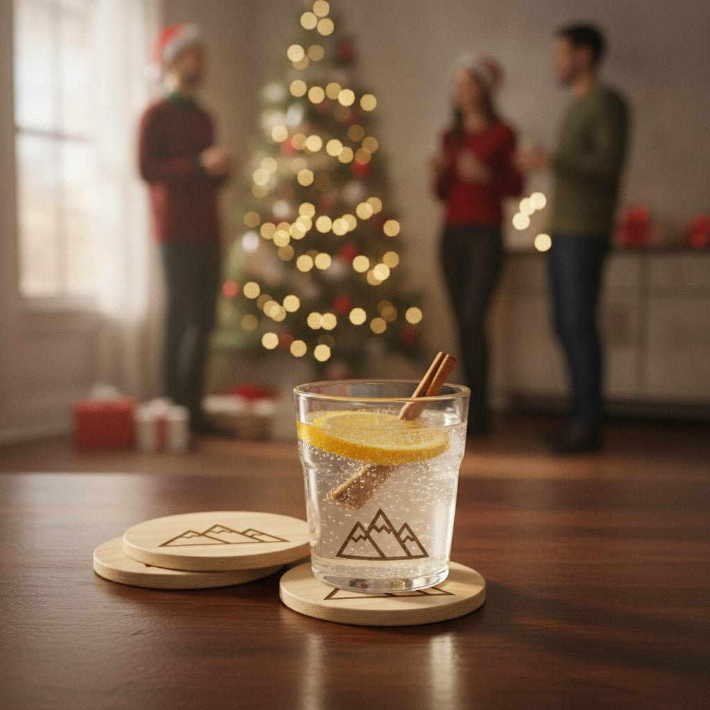Custom Coasters with Logo - Engraved Slate, Wood & Cork Bar Coasters