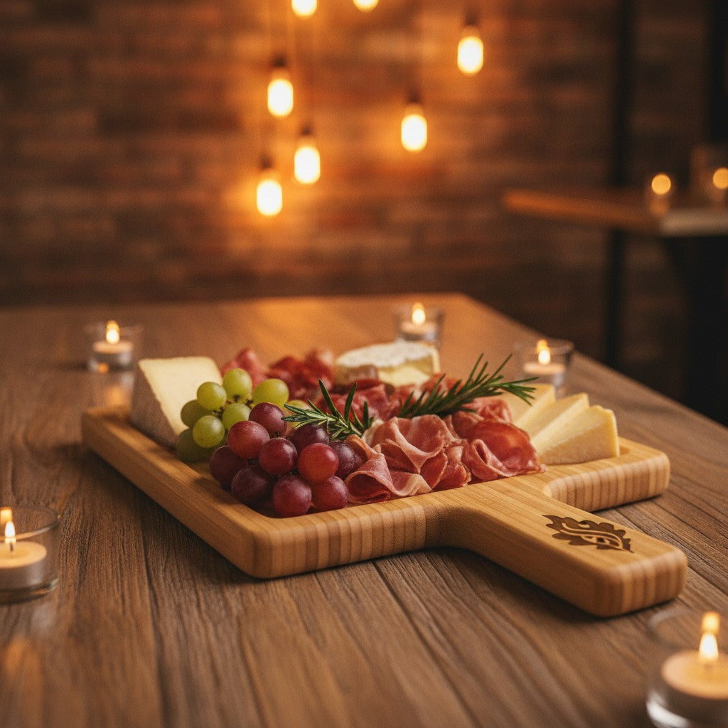 Custom Pizza Peel & Serving Boards with Logo - Engraved Bamboo