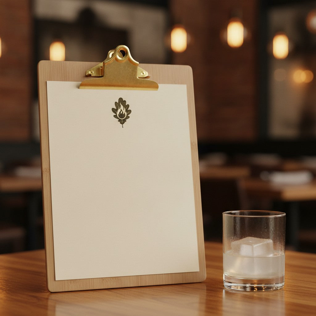 Wooden Clipboard Menus with Engraved Logo - Restaurant Menu Boards