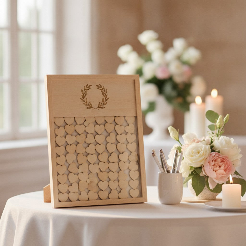 Heart Drop Box Guest Book, Wood Wedding Guest Book Alternative