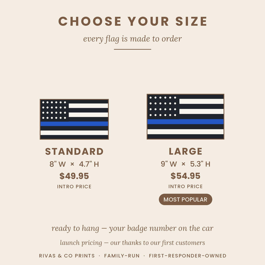 Personalized Police Car Thin Blue Line Flag, Custom Badge Number Decor
