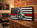 Personalized Thin Red Line Firefighter Flag, Fireman Retirement Memorial Decor