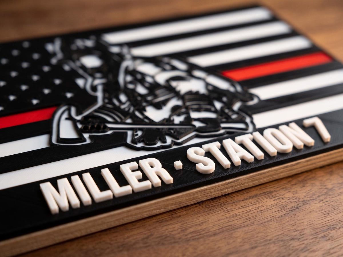 Personalized Thin Red Line Firefighter Flag, Fireman Retirement Memorial Decor