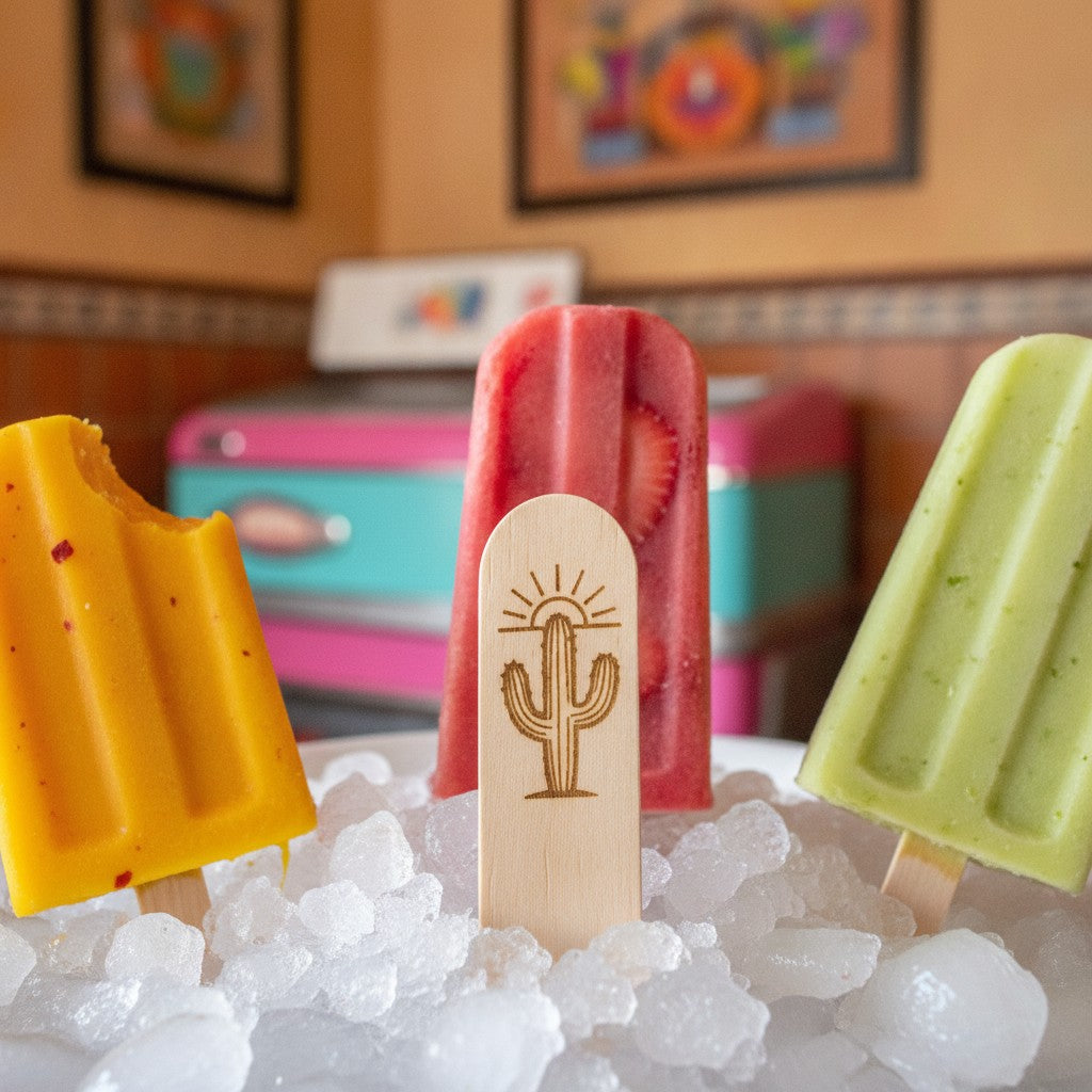 Custom Paleta Sticks with Logo - Laser Engraved Popsicle Sticks, Bulk