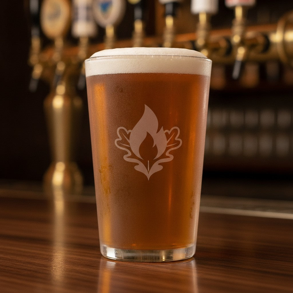 Custom Pint Glasses with Logo - Laser Etched 16 oz, Bulk Pricing
