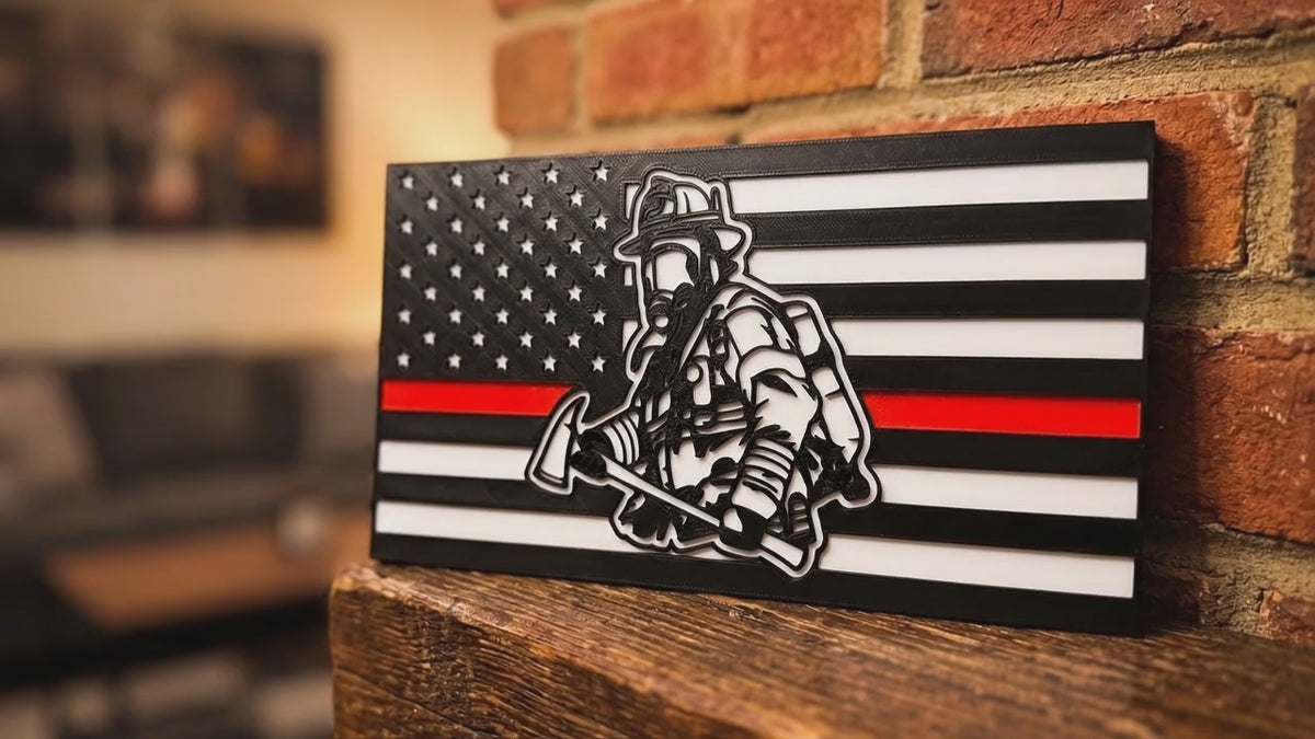 Personalized Thin Red Line Firefighter Flag video