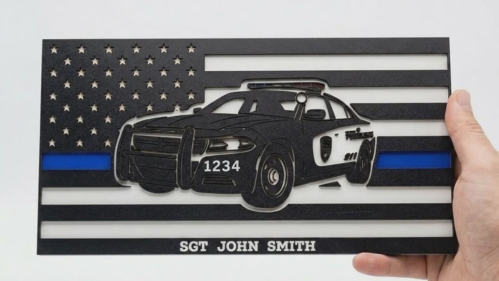 Personalized Police Car Thin Blue Line Flag video