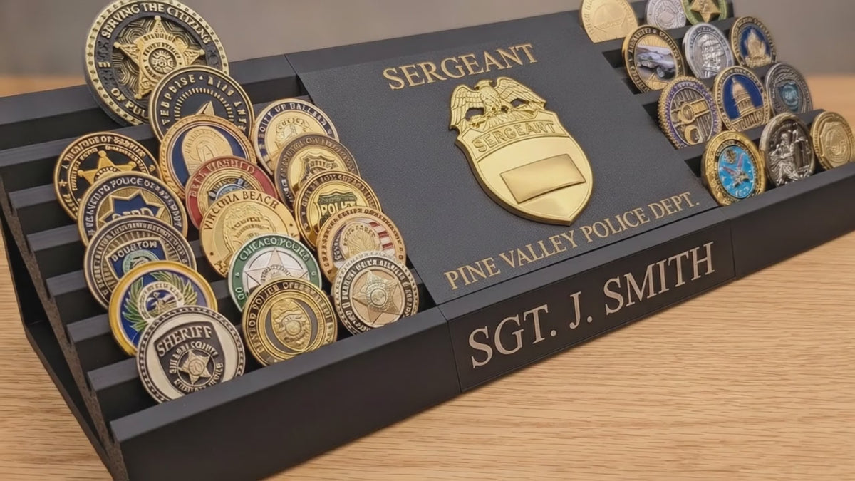 Police Badge Challenge Coin Display video