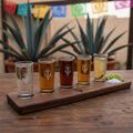Tequila Flight Board with Logo - Custom Board & 4 Etched Caballitos